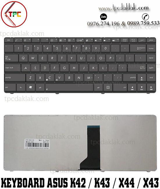Bàn phím Laptop Asus X44H, X43, B43, K43, XK42, N43, P43, N82, A43, N43T | NSK-UL0SU, V118662AS1